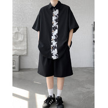 Load image into Gallery viewer, Summer Ice Silk Lapel Shirt Shorts Two-piece Suit
