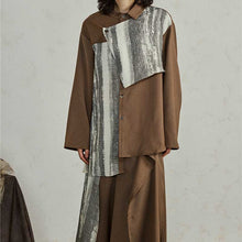 Load image into Gallery viewer, Irregular Patchwork Long-sleeved Shirt Multi-piece Wide-leg Pants Suit