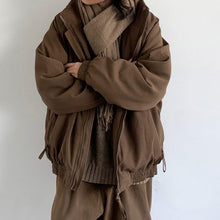 Load image into Gallery viewer, Retro Coffee Vertical Striped Cotton Coat