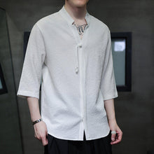 Load image into Gallery viewer, V-neck Pleated Three-quarter Sleeve Shirt