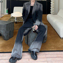 Load image into Gallery viewer, Retro Gradient Large Lapel Denim Suit Wide Leg Suit
