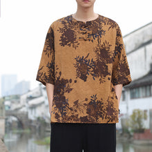 Load image into Gallery viewer, Button Colored Striped Patchwork T-shirt