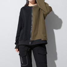 Load image into Gallery viewer, Women's Asymmetrical Colorblock Loose Sweatshirt