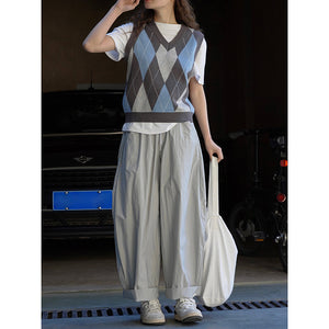 Curved Wide-leg Casual Pants