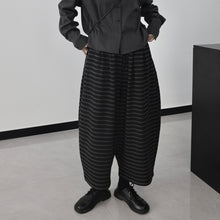 Load image into Gallery viewer, Striped Wide-leg Loose Fleece-lined Thick Knit Cropped Pants