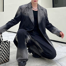 Load image into Gallery viewer, Retro Gradient Large Lapel Denim Suit Wide Leg Suit