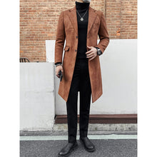 Load image into Gallery viewer, Suede Wool Mid-length Trench Coat
