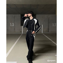 Load image into Gallery viewer, Black White Contrasting Blazer Wide-leg Pants Two-piece Set