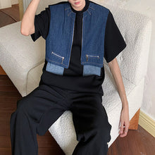 Load image into Gallery viewer, Spliced Shoulder Padded Loose T-shirt