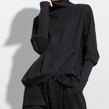 Load image into Gallery viewer, Women's Turtleneck Asymmetrical Wrap Front Paneled Long Sleeve T-shirt