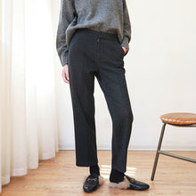 Load image into Gallery viewer, Straight Herringbone Wool Cropped Trousers