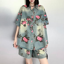 Load image into Gallery viewer, Floral Denim Retro Casual Suit