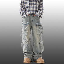 Load image into Gallery viewer, American Retro Pleated Three-dimensional Large Pocket Pants