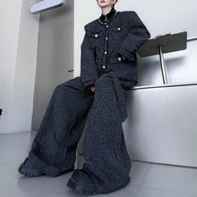 Load image into Gallery viewer, Hand-beaded Frayed Cardigan and Wide-leg Trousers Two-piece Set