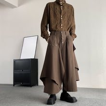 Load image into Gallery viewer, Vintage Button Asymmetric Patchwork Wide-leg Culottes