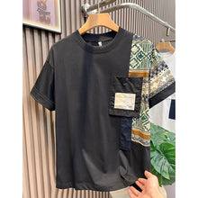 Load image into Gallery viewer, Patchwork Pattern Round Neck T-shirt