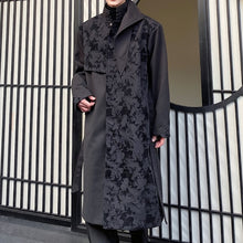 Load image into Gallery viewer, Winter Woolen Jacquard Stitching Stand Collar Trench Coat