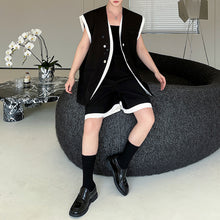 Load image into Gallery viewer, Contrast Color Stitching Sleeveless Vest Straight Shorts Two-piece Set
