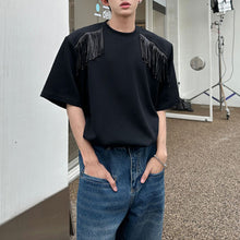 Load image into Gallery viewer, Shoulder Padded Fringed Half-sleeve Shirt