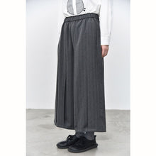 Load image into Gallery viewer, Women's Shadow Pinstripe Pleated Elastic-waist Fluid Draped Loose Wide-leg Pants