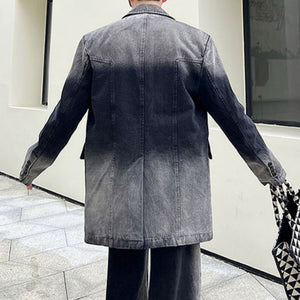 Retro Gradient Large Lapel Denim Suit Wide Leg Suit
