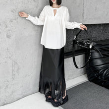 Load image into Gallery viewer, Fringed PU Leather Skirt