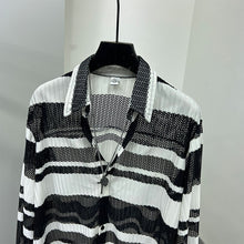 Load image into Gallery viewer, Thin Color Contrast Stripe Hollow Shirt