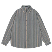 Load image into Gallery viewer, Striped Point Collar Cargo Loose Shirt