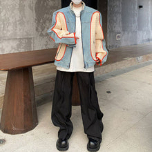 Load image into Gallery viewer, Washed Denim Contrast Color Cropped Jacket