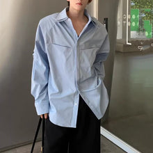 Load image into Gallery viewer, Double Collar Structured Pleated Long Sleeve Shirt