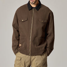 Load image into Gallery viewer, Colorblock Workwear Lapel Washed Jacket