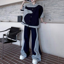 Load image into Gallery viewer, Patchwork Contrast Color Jacket Casual Loose Trousers Two-piece Set