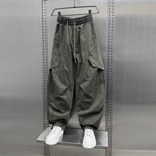 Load image into Gallery viewer, Retro Pleated Multi-Pocket Loose Straight Wide-Leg Pants