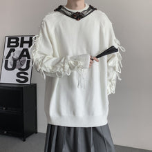 Load image into Gallery viewer, Solid Color Fringed Crew Neck Knitted Sweater
