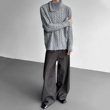 Load image into Gallery viewer, Off-shoulder Zip-up Turtleneck Cable Knit Sweater