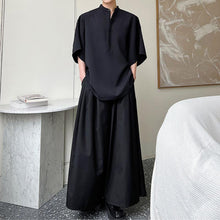 Load image into Gallery viewer, Stand Collar Short Sleeves Loose Shirts