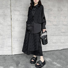 Load image into Gallery viewer, Black Irregular Shirt and Skirt Suit