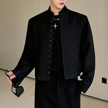 Load image into Gallery viewer, Multi-button Embroidered Stand Collar Cropped Jacket
