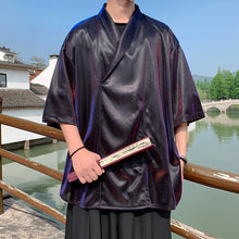 Load image into Gallery viewer, V-neck Glossy Loose Quarter-sleeved Shirt