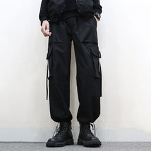 Load image into Gallery viewer, Technical Loose Black Drawstring Overalls