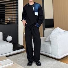 Load image into Gallery viewer, Denim Patchwork Long Sleeve Sweatshirt
