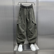 Load image into Gallery viewer, Retro Pleated Multi-Pocket Loose Straight Wide-Leg Pants