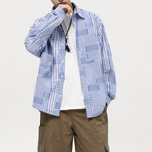 Load image into Gallery viewer, Spliced Lapel Pocket Loose Plaid Shirt