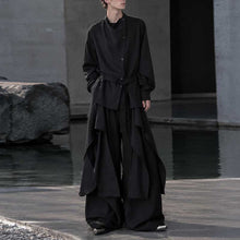 Load image into Gallery viewer, Irregular Slanted Placket Shirt and Trousers Two-piece set
