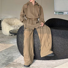 Load image into Gallery viewer, Hollow Strap Hooded Sweatshirt Two-Piece Set