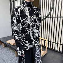 Load image into Gallery viewer, Retro Half Turtleneck Ink Print Casual Shirt