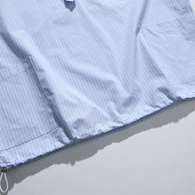 Load image into Gallery viewer, Blue White Striped Band Collar Casual Popover Shirt