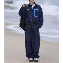 Load image into Gallery viewer, Denim Straight Wide-leg Jumpsuit