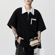 Load image into Gallery viewer, American Retro Polo Collar Loose T-shirt