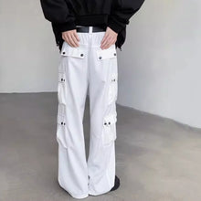 Load image into Gallery viewer, White Multi-Pocket Cargo Straight-Leg Pants